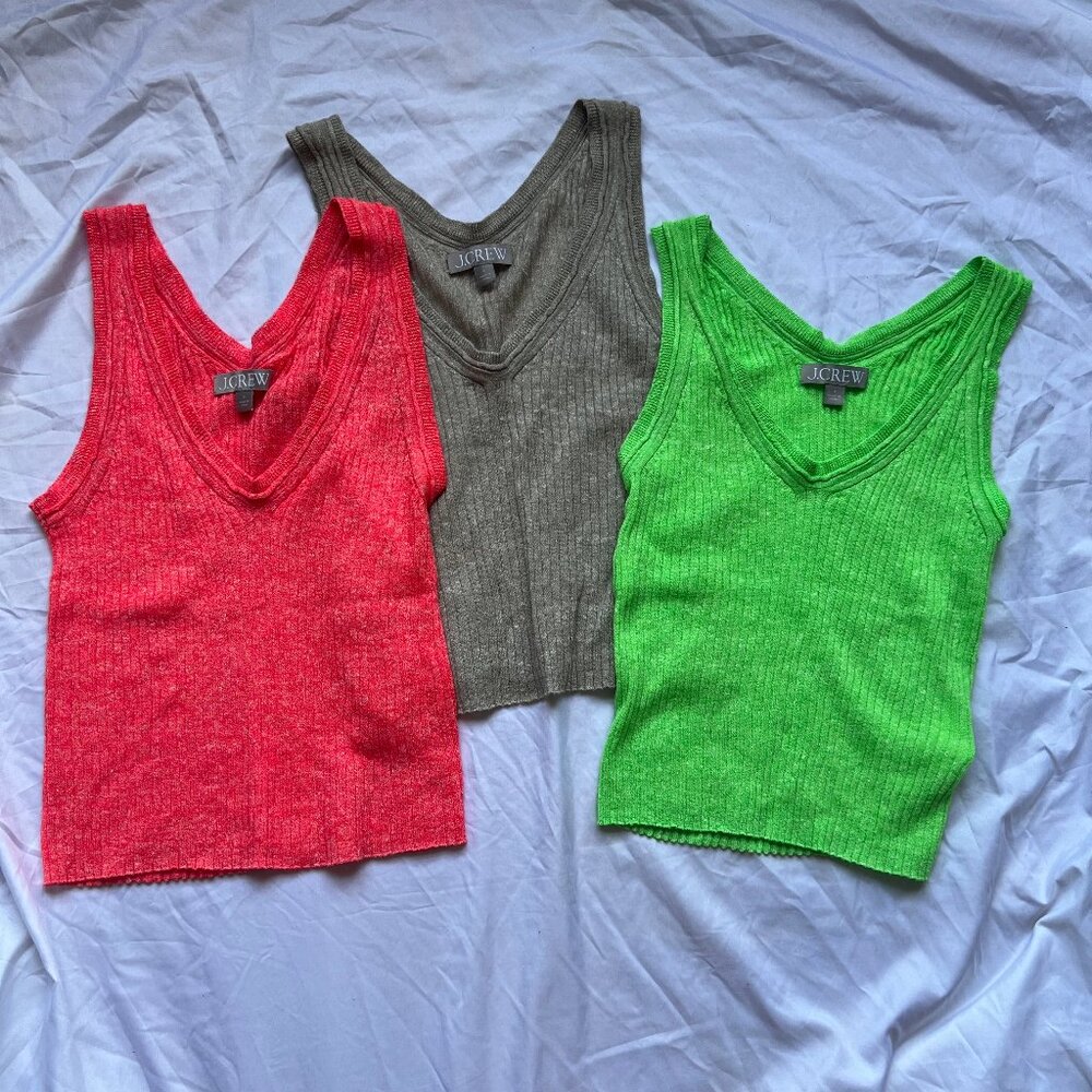 3 JCrew V-Neck Sweater Tank Tops